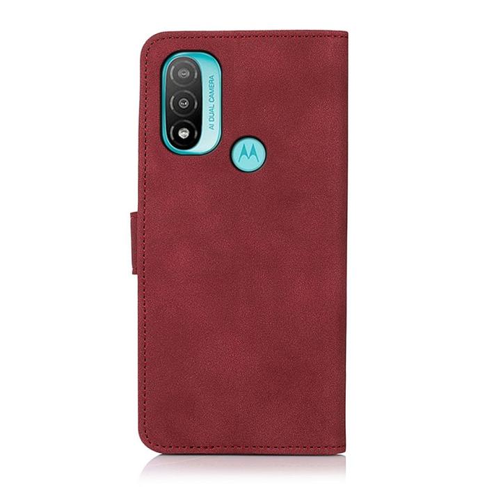 Bild 3, KHAZNEH Motorola Moto E20 / E40 Fodral Retro Läder Röd