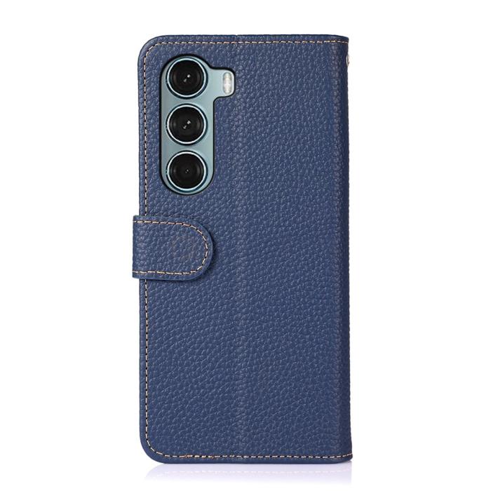 Bild 3, KHAZNEH Motorola Moto G200 Fodral Litchi Äkta Läder Blå