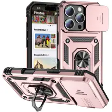 iPhone 16 Pro Max Skal CamShield Ring Hybrid Ros&eacute;guld