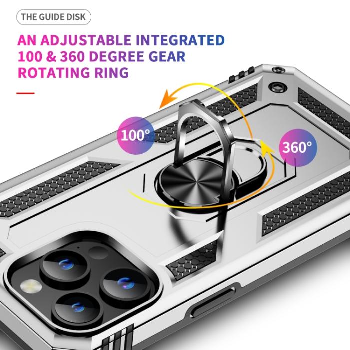 Bild 4, iPhone 15 Pro Skal Hybrid Armor Ring Silver