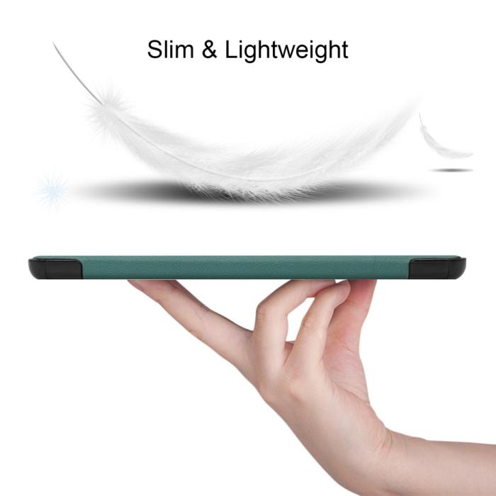 Bild 5, Samsung Galaxy Tab S9 Fodral Tri-Fold Läder Svartgrön