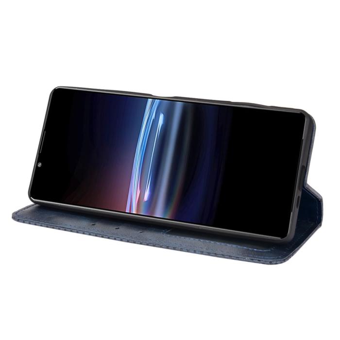 Bild 5, Sony Xperia Pro-I Fodral Retro Flip Läder Blå