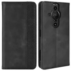 Sony Xperia Pro-I Fodral Retro Flip Läder Svart