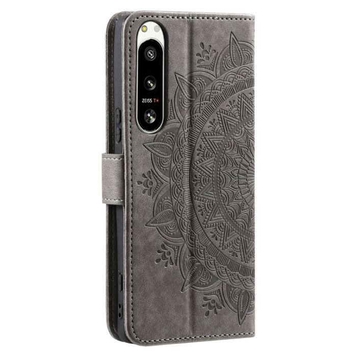 Bild 6, Sony Xperia 5 IV Fodral Mandala Läder Grå