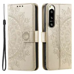 Sony Xperia 5 IV Fodral Mandala Läder Guld