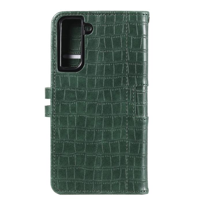 Bild 3, Samsung Galaxy S21 Plus - Krokodil Textur Läder Fodral - Grön