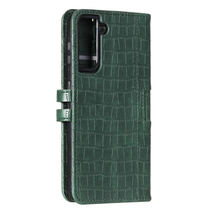 Bild 5, Samsung Galaxy S21 Plus - Krokodil Textur Läder Fodral - Grön