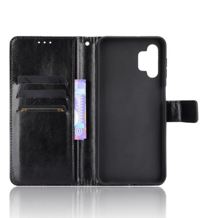 Bild 3, Samsung Galaxy A32 5G - Crazy Horse Läder Fodral - Svart