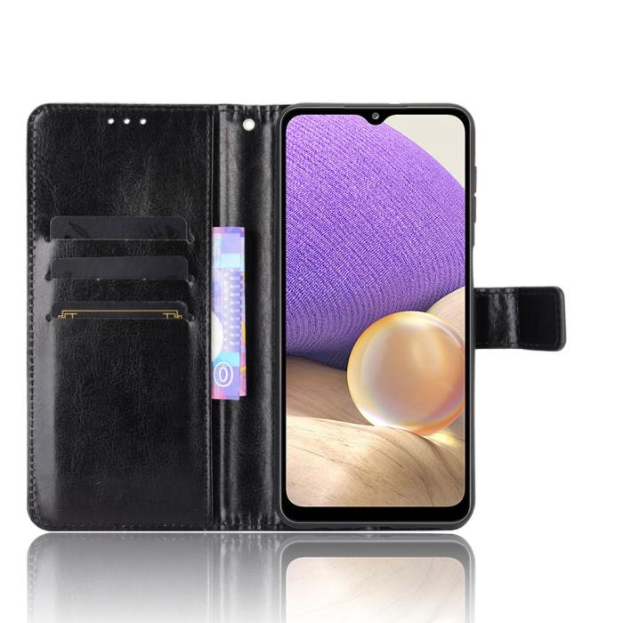 Bild 4, Samsung Galaxy A32 5G - Crazy Horse Läder Fodral - Svart