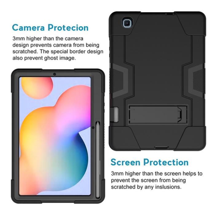 Bild 2, Samsung Galaxy Tab S6 Lite - Shockproof Hybrid Skal Med Kickstand - Svart