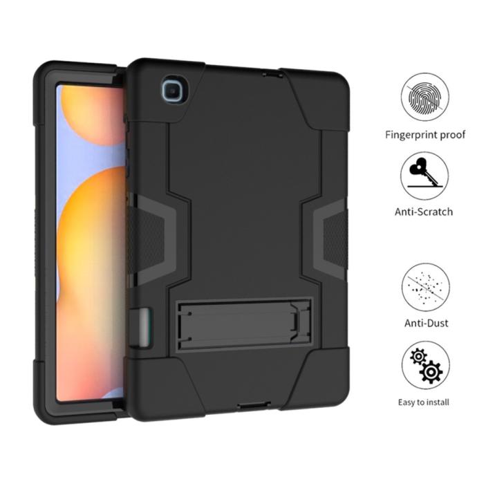 Bild 3, Samsung Galaxy Tab S6 Lite - Shockproof Hybrid Skal Med Kickstand - Svart