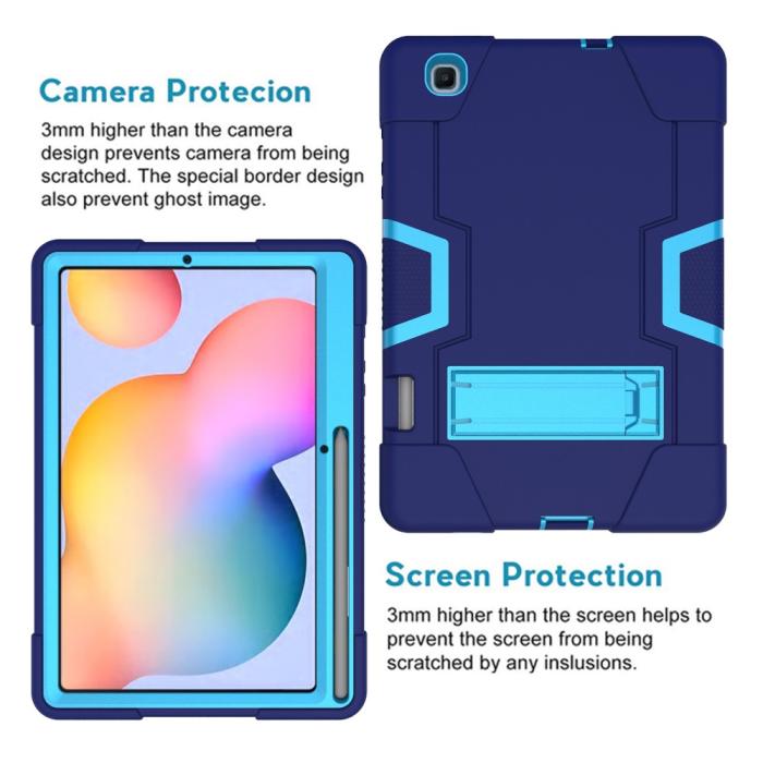 Bild 2, Samsung Galaxy Tab S6 Lite - Shockproof Hybrid Skal Med Kickstand - Blå/Ljus Blå