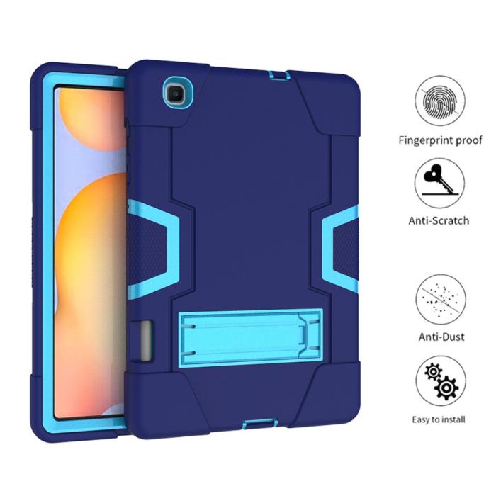Bild 3, Samsung Galaxy Tab S6 Lite - Shockproof Hybrid Skal Med Kickstand - Blå/Ljus Blå