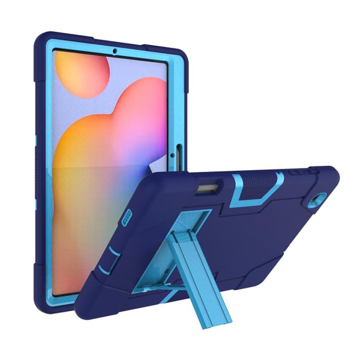 Bild 4, Samsung Galaxy Tab S6 Lite - Shockproof Hybrid Skal Med Kickstand - Blå/Ljus Blå