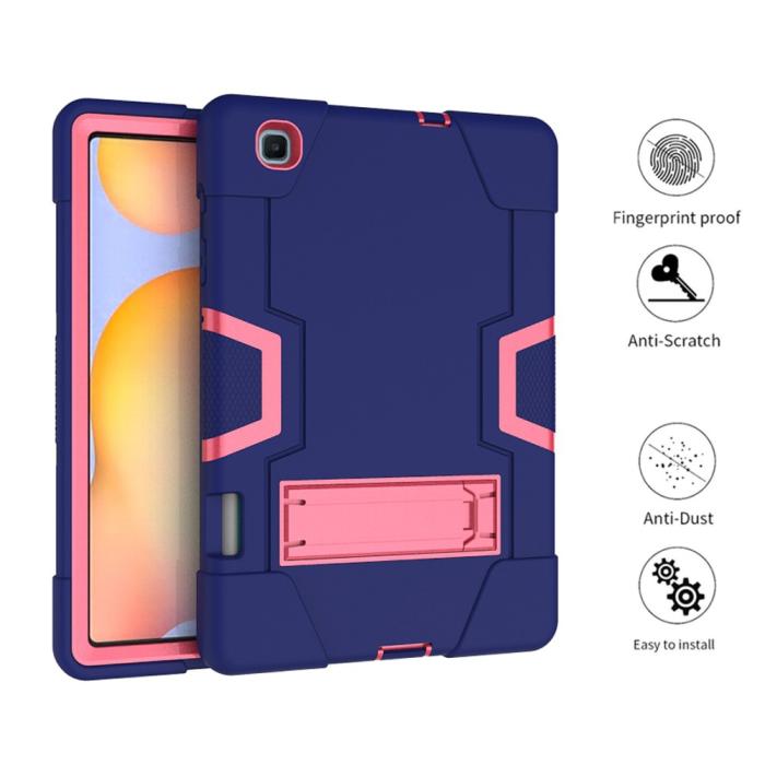 Bild 3, Samsung Galaxy Tab S6 Lite - Shockproof Hybrid Skal Med Kickstand - Blå/Rosa