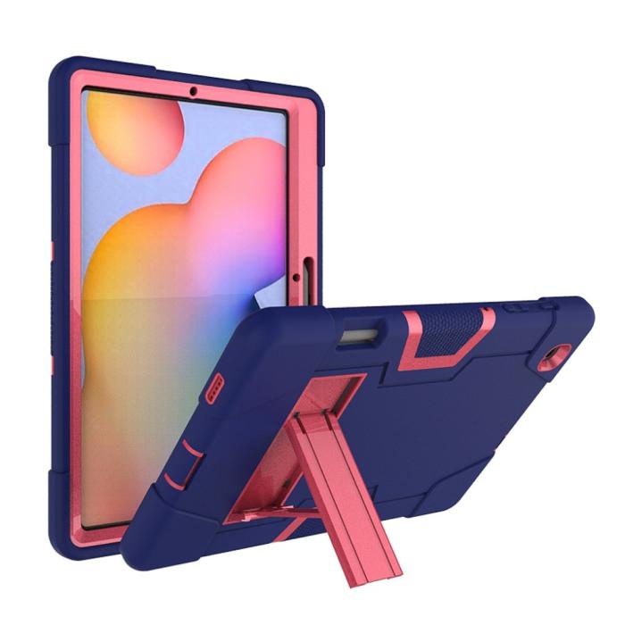 Bild 4, Samsung Galaxy Tab S6 Lite - Shockproof Hybrid Skal Med Kickstand - Blå/Rosa