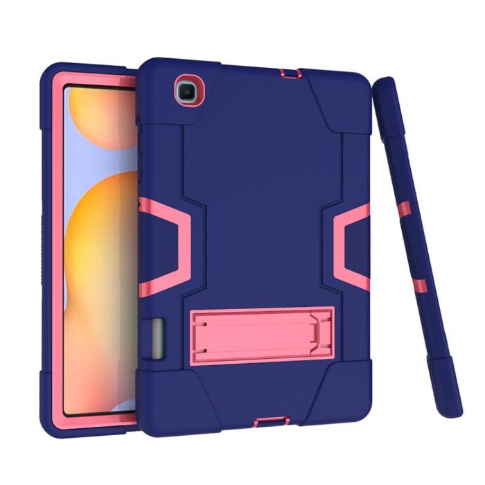 Bild 5, Samsung Galaxy Tab S6 Lite - Shockproof Hybrid Skal Med Kickstand - Blå/Rosa