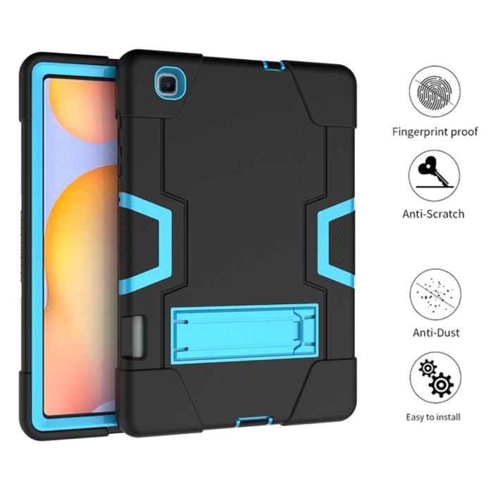 Bild 3, Samsung Galaxy Tab S6 Lite - Shockproof Hybrid Skal Med Kickstand - Svart/Blå