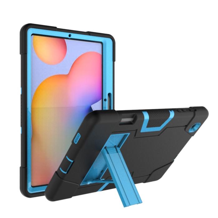 Bild 4, Samsung Galaxy Tab S6 Lite - Shockproof Hybrid Skal Med Kickstand - Svart/Blå