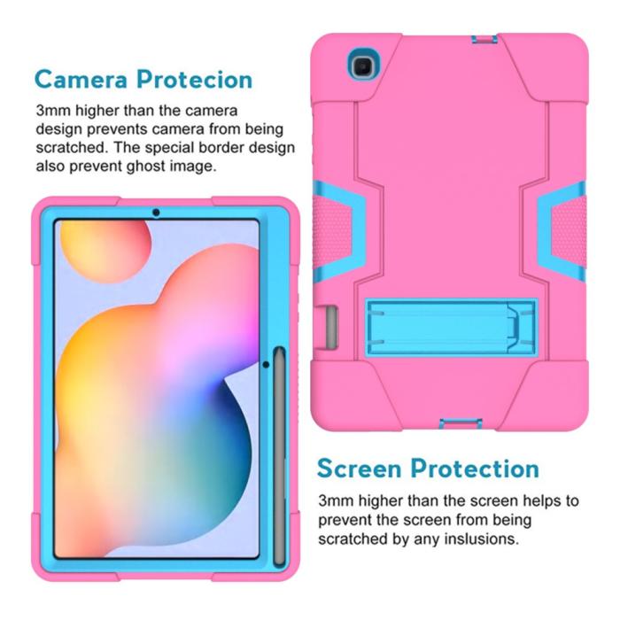 Bild 2, Samsung Galaxy Tab S6 Lite - Shockproof Hybrid Skal Med Kickstand - Rosa/Blå