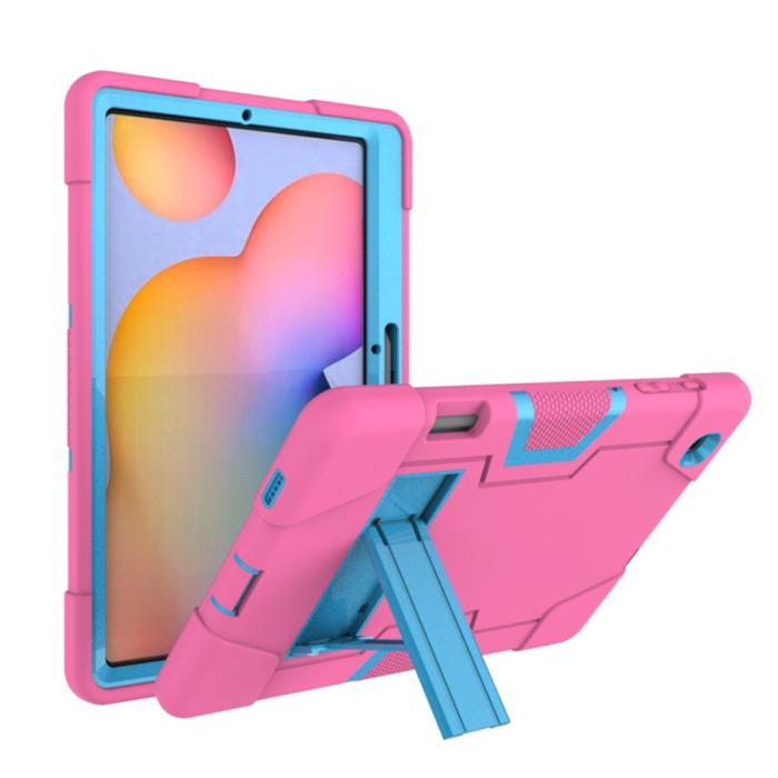 Bild 4, Samsung Galaxy Tab S6 Lite - Shockproof Hybrid Skal Med Kickstand - Rosa/Blå
