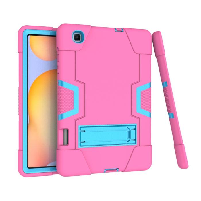 Bild 5, Samsung Galaxy Tab S6 Lite - Shockproof Hybrid Skal Med Kickstand - Rosa/Blå