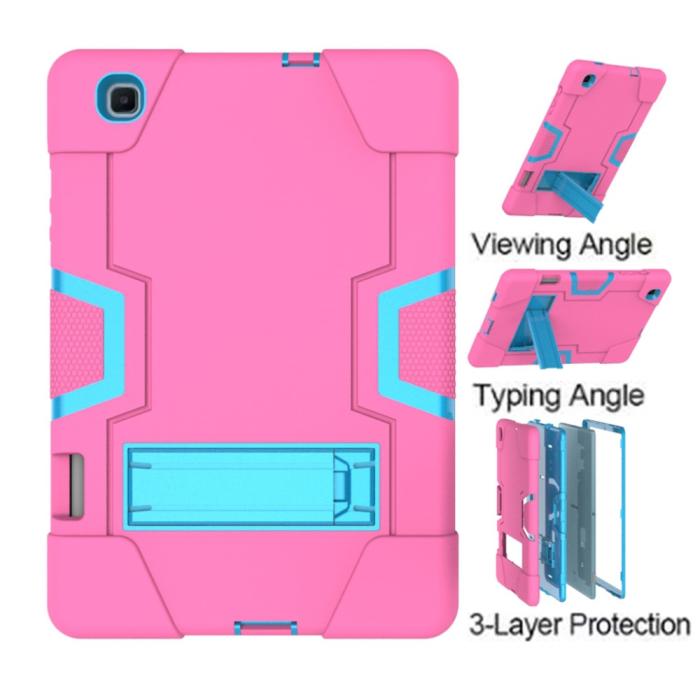 Bild 6, Samsung Galaxy Tab S6 Lite - Shockproof Hybrid Skal Med Kickstand - Rosa/Blå