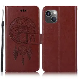 iPhone 13 Mini - Owl Dream Catcher Läder Fodral - Brun