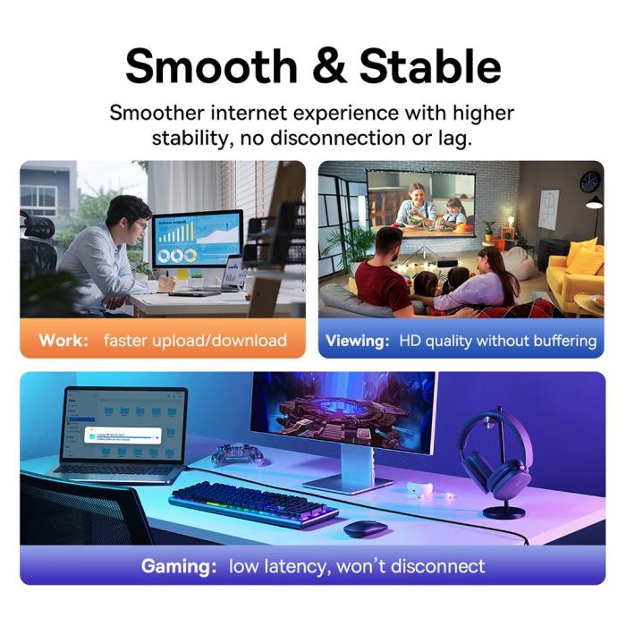 Bild 6, BASEUS 5 m Cat7 RJ45 Nätverkskabel Svart