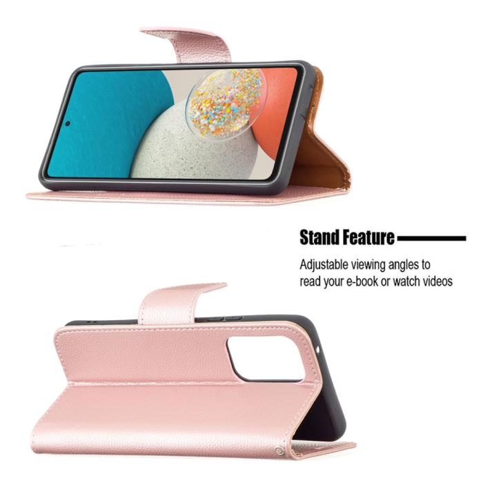 Bild 4, Samsung Galaxy A53 5G Fodral Litchi Shark Läder Roséguld