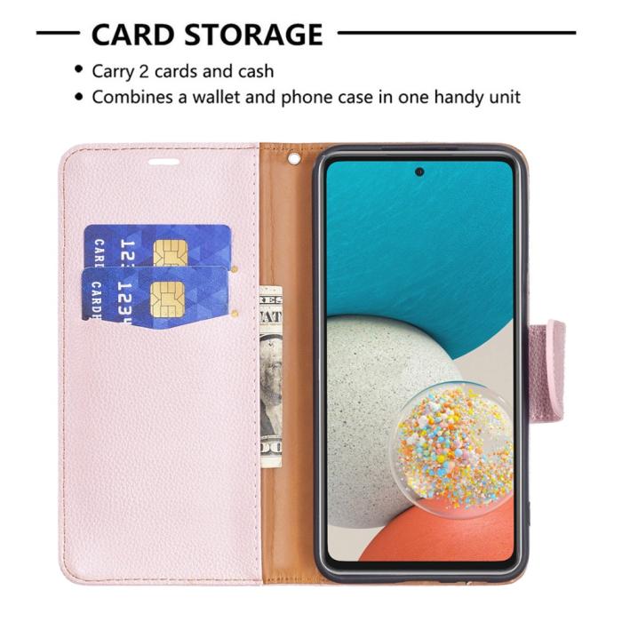 Bild 5, Samsung Galaxy A53 5G Fodral Litchi Shark Läder Roséguld