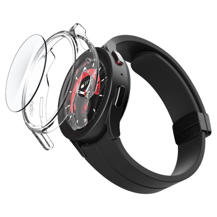 Bild 3, Spigen Galaxy Watch 5 Pro 45mm Skal Thin Fit / Härdat Glas Transparent