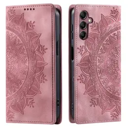 Samsung Galaxy S24 Plus Fodral Flip Mandala Läder Roséguld