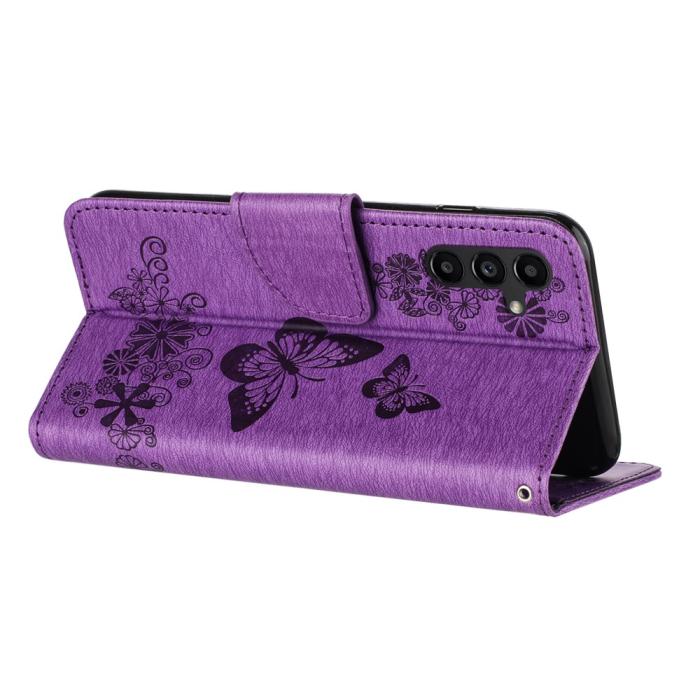 Bild 2, Samsung Galaxy A27 5G Fodral Läder Fjärilar Lila