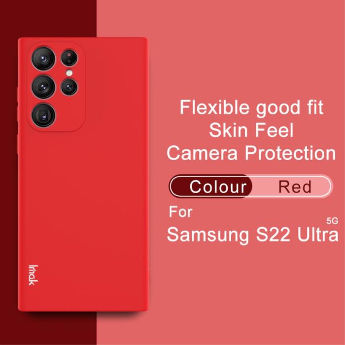 Bild 2, IMAK Samsung Galaxy S22 Ultra Skal Skin Touch TPU Röd
