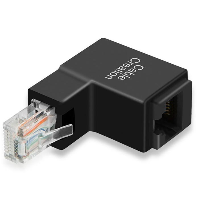 Bild 1, CableCreation 90 Graders RJ45 Ethernet Adapter Svart