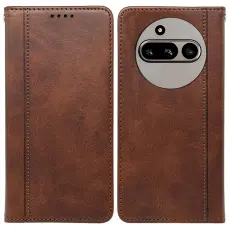 Nothing Phone 3a Fodral Flip L&auml;der Brun