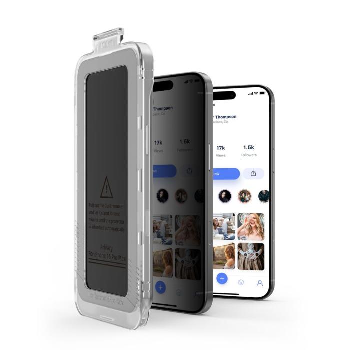 Bild 4, Tech-Protect iPhone 16 / 15 2-PACK Skärmskydd Quick Set Spy+ Privacy