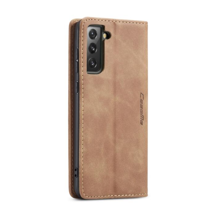 Bild 3, CASEME Samsung Galaxy S21 FE Fodral Retro Flip Läder Brun