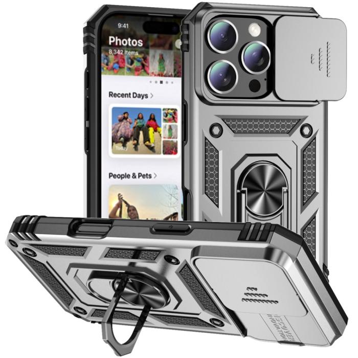 Bild 1, iPhone 16 Pro Max Skal CamShield Ring Hybrid Silver