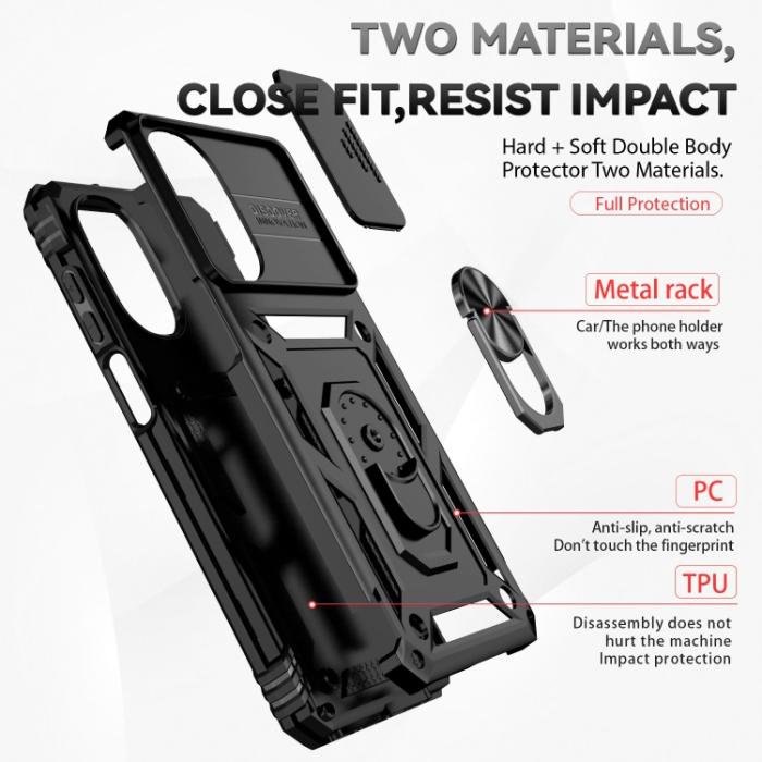 Bild 3, Motorola Moto G52/G82 Skal CamShield Ring Armor Svart