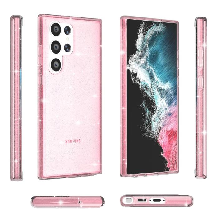 Bild 5, Samsung Galaxy S23 Ultra Skal Glitter Shockproof Hybrid Rosa