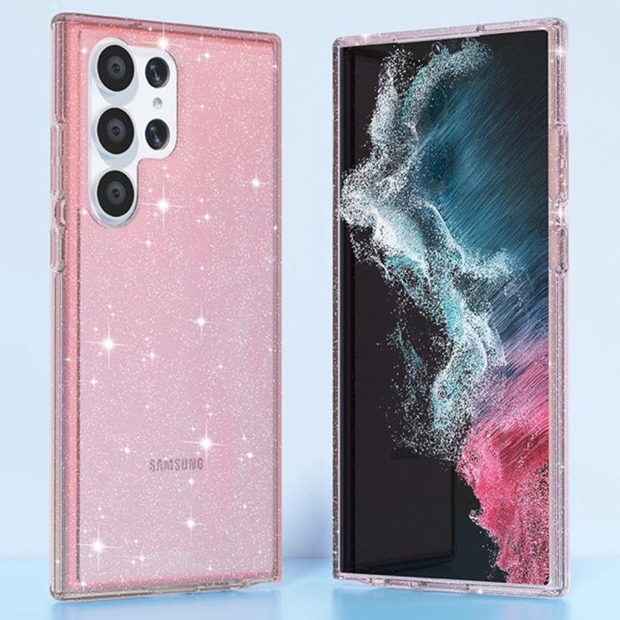 Bild 6, Samsung Galaxy S23 Ultra Skal Glitter Shockproof Hybrid Rosa