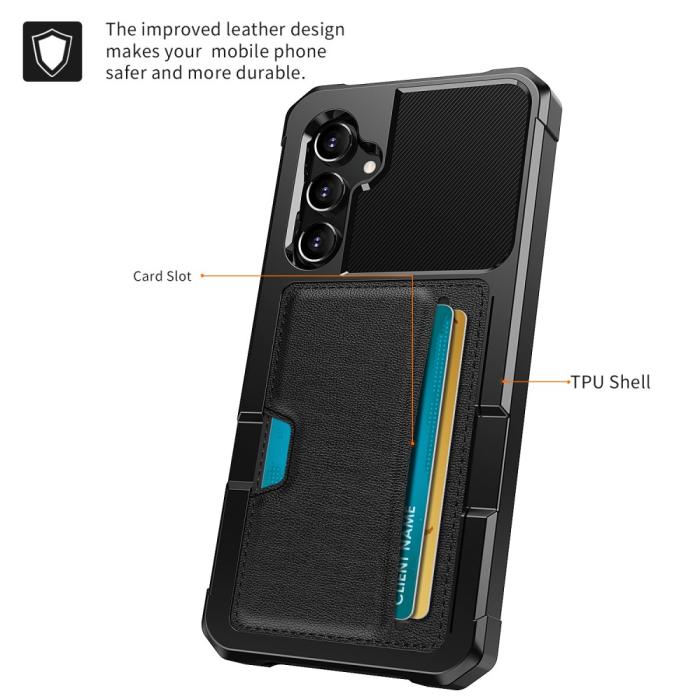 Bild 2, Samsung Galaxy S25 Skal Med Kortfack Läder Svart
