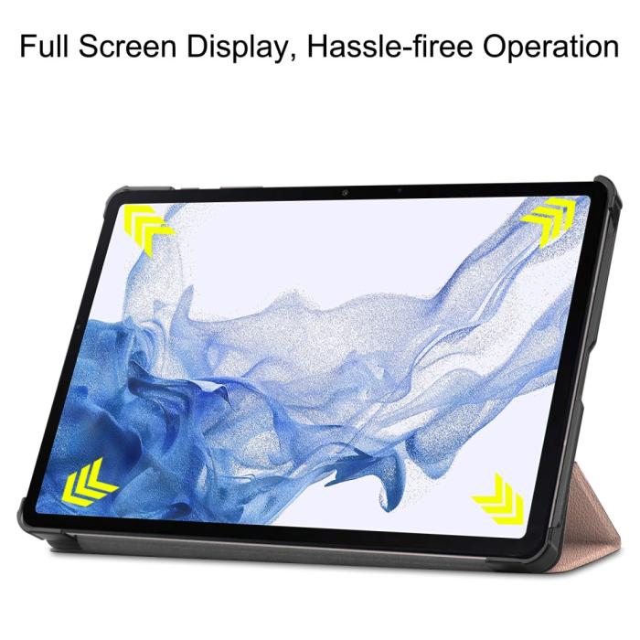 Bild 3, Samsung Galaxy Tab S9 Fodral Tri-Fold Läder Roséguld