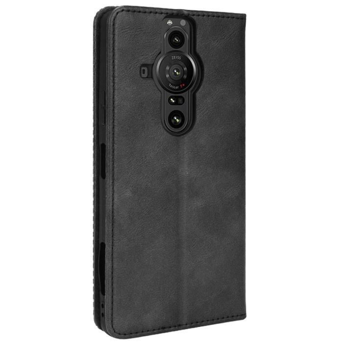 Bild 3, Sony Xperia Pro-I Fodral Retro Flip Läder Svart