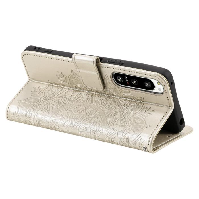 Bild 4, Sony Xperia 5 IV Fodral Mandala Läder Guld