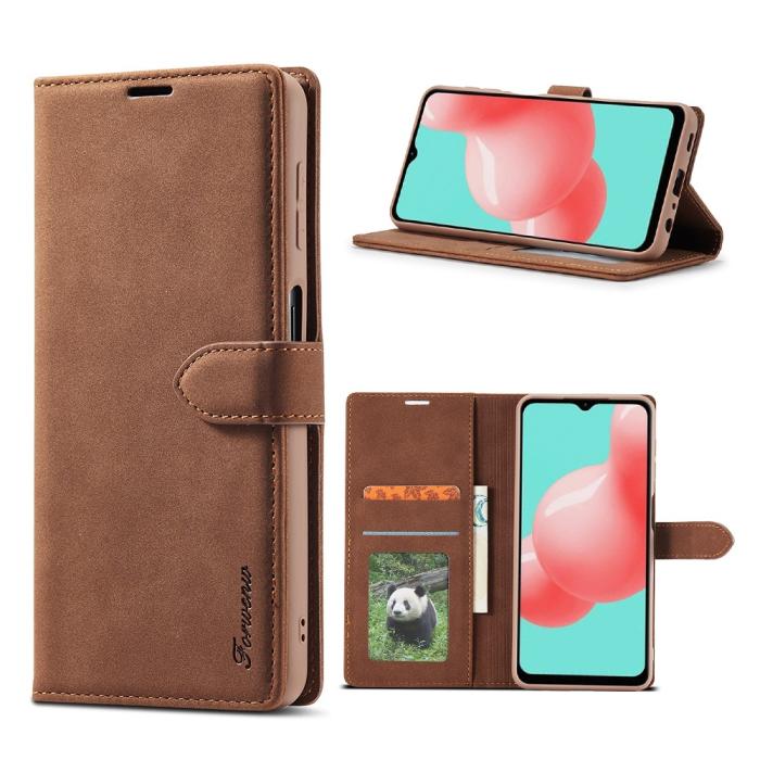 Bild 1, Samsung Galaxy A32 5G - FORWENW Läder Fodral - Brun