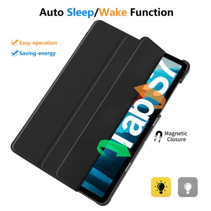 Bild 3, Samsung Tab S7 / Tab S8 - Tri-Fold Fodral Med Pennhållare - Svart
