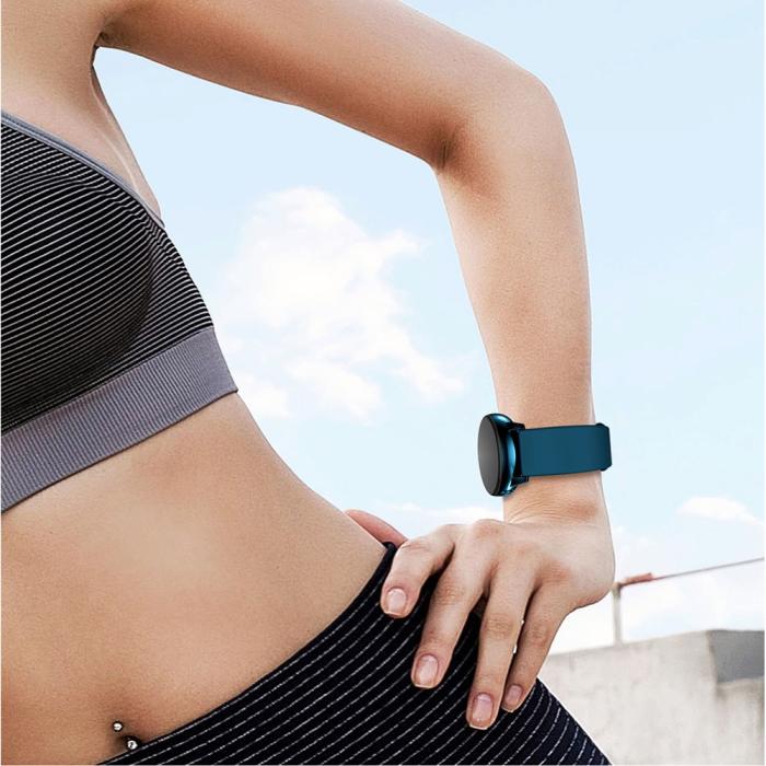 Bild 5, Silikon Armband För Smartwatch (20mm) - Mörk Blå